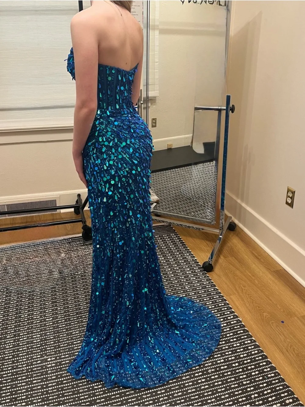 Sherri Hill 56756, Peacock Blue, Size 0, Bustle Included - Picture 6 of 6
